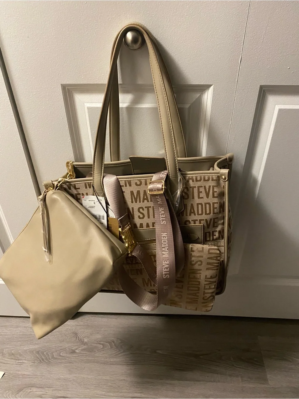 Steve Madden Tan Logo Tote Bag